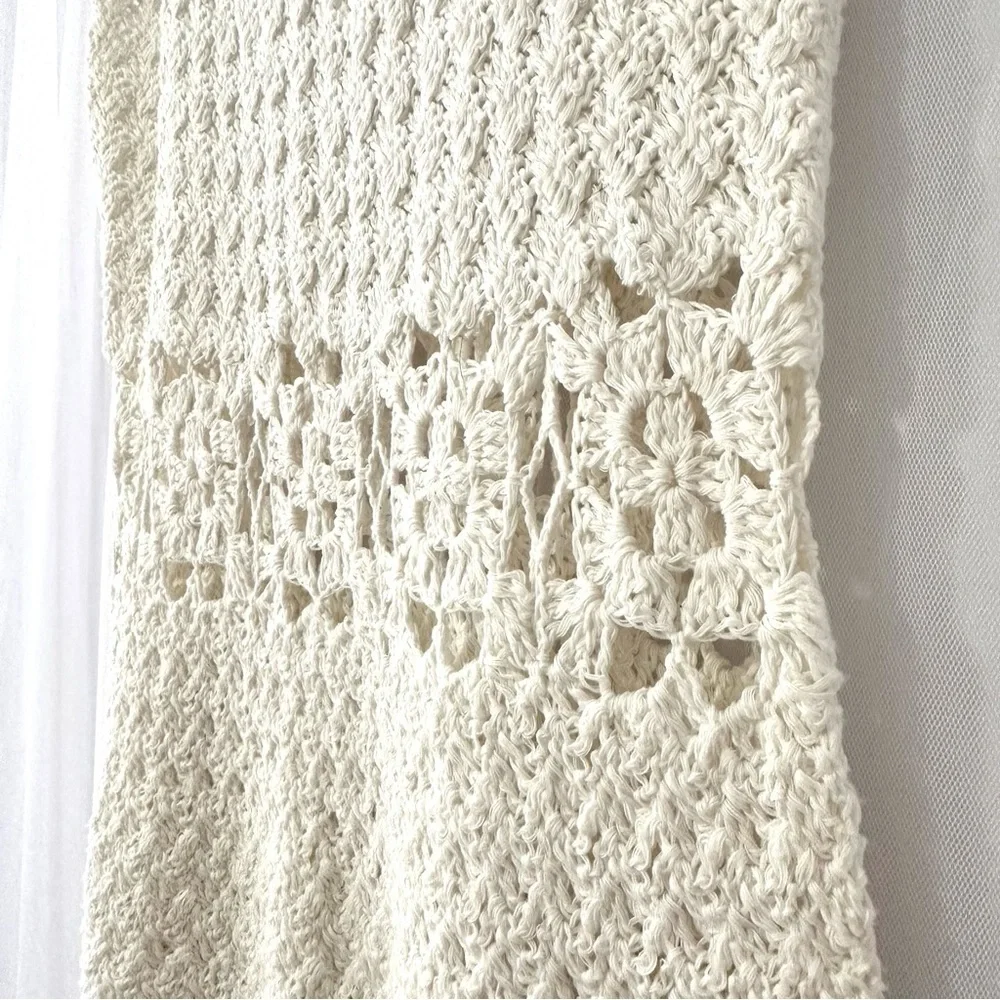 Handmade Crochet Mermaid Midi Maxi Dress Beach Cover Fishtail Hem - Size S/M - Picture 7 of 11